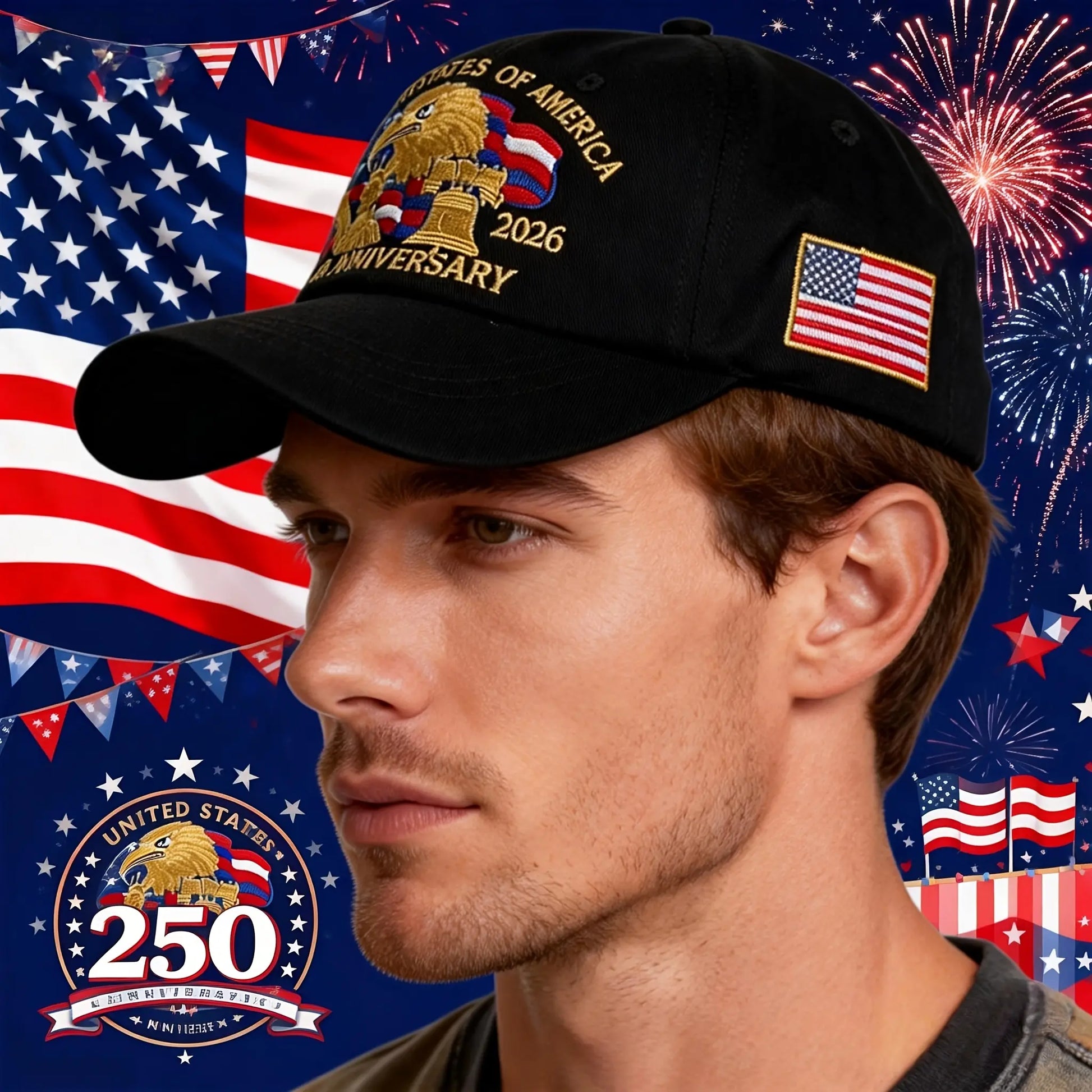 1Pc 250Th Anniversary of the United States Baseball Cap – Featuring a Bald Eagle, National Flag, and Statue of Liberty. Perfect for National Day and Everyday Wear, It’S a Must-Have for Patriots