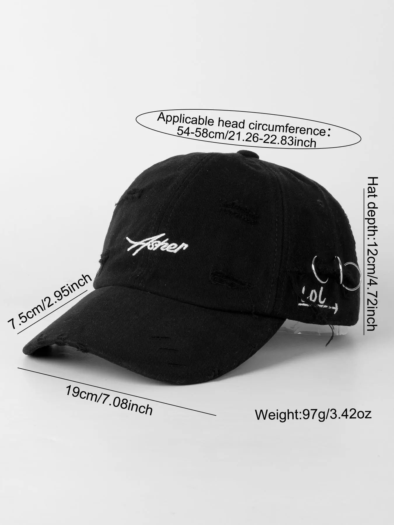 Unisex Letter Embroidery Classic Baseball Cap, Casual Trendy Ripped Designed Duckbill Cap, Fashionable Hat for Men & Women for All Season, Letter Embroidered Hat, Gifts for Girlfriend