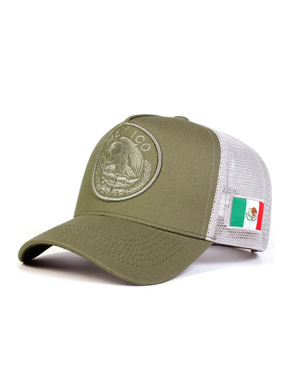 Unisex Mexican Flag Baseball Cap, Geometric Pattern Adjustable Sun Protection Hat for Spring & Fall, Casual Fitted Outdoor Travel Beach Vacation Headwear