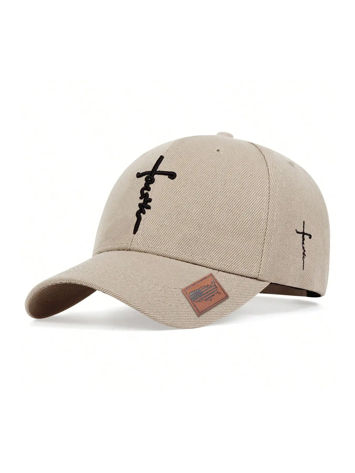 Unisex Faith Cross Embroidered Baseball Cap, Adjustable Snapback, Lightweight Polyester, Casual Sports Hat, Cross Embroidery, Solid Color Design, Contemporary Trends, Statement Cap, Polyester Caps
