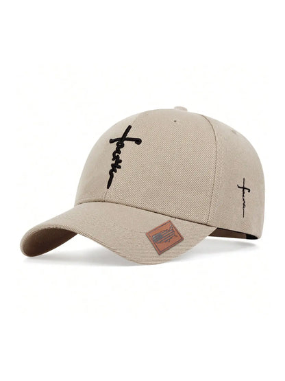 Unisex Faith Cross Embroidered Baseball Cap, Adjustable Snapback, Lightweight Polyester, Casual Sports Hat, Cross Embroidery, Solid Color Design, Contemporary Trends, Statement Cap, Polyester Caps