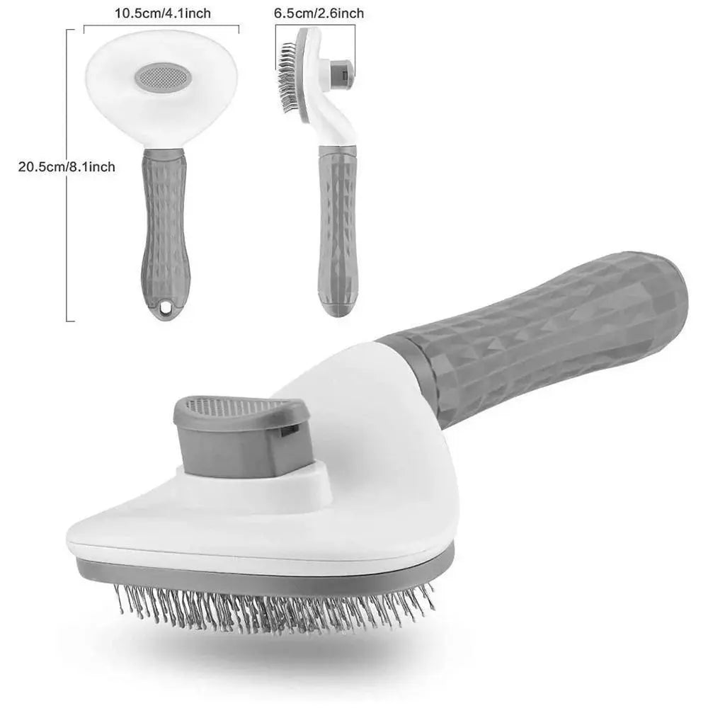 Self-Cleaning Pet Grooming Brush - Stainless Steel Deshedding Tool for Dogs & Cats, Anti-Static Massage Comb with Hair Containment & Tangle-Free Design, Non-Slip Handle for Small Medium Pets, Grooming Tools, Travel Accessories