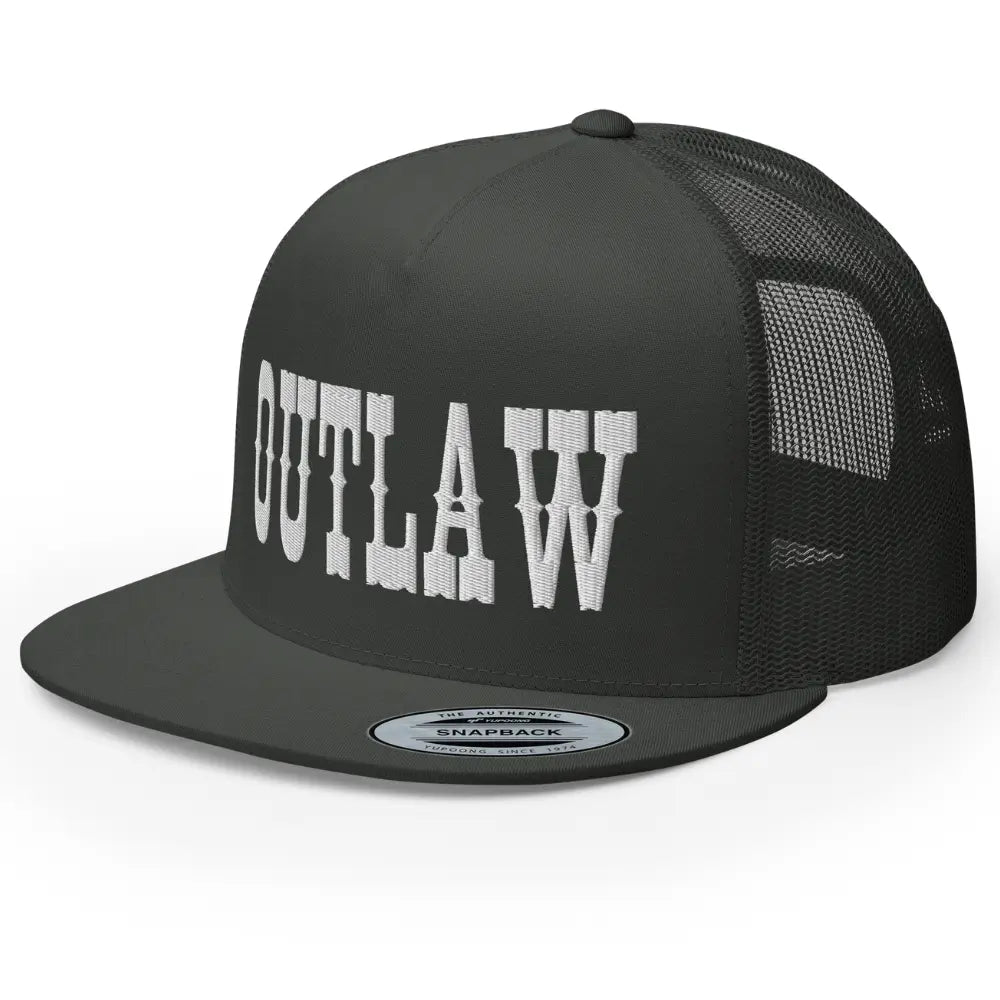 RIVEMUG Western Outlaw Trucker Hat Flat Bill High Crown Adjustable Cowboy Rodeo Cap