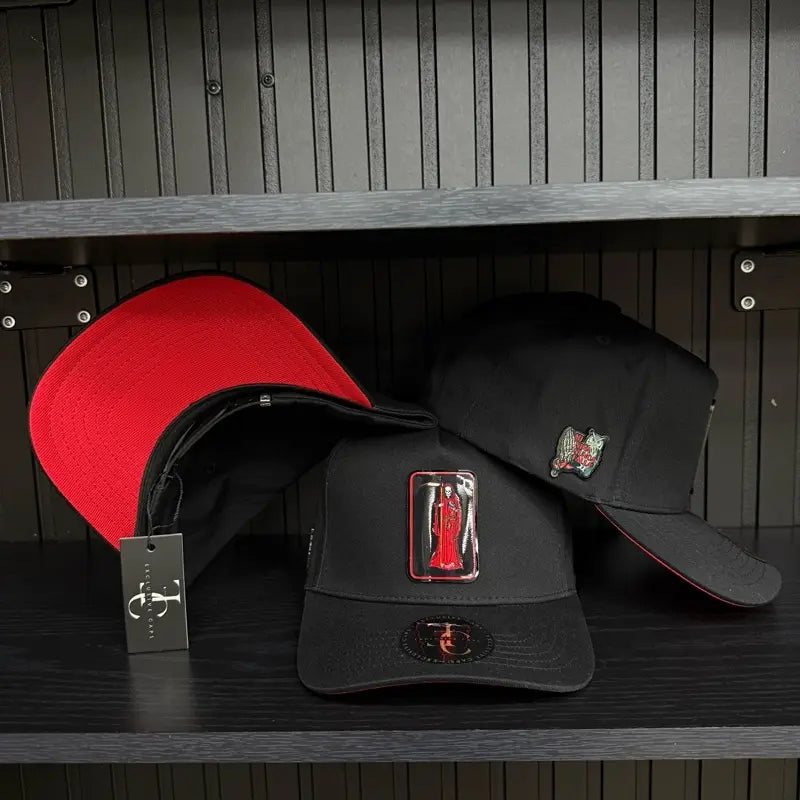 Exclusive Santa Muerte Red Snapback Hat Black/Red Visor