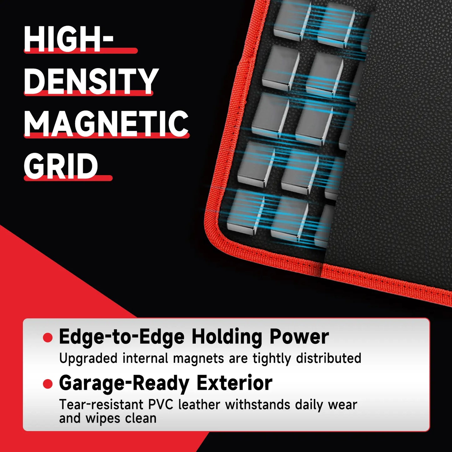 3PC Double-Sided Magnetic Mat Set with Hook, Telescoping Pickup Tool, Heavy-Duty Flexible PVC Non-Slip Magnet Pad & Tray Holder, 85 Built-In Magnets, 30LBS Pull Force Tools for Garage, Auto Repair, Father'S Day Gift