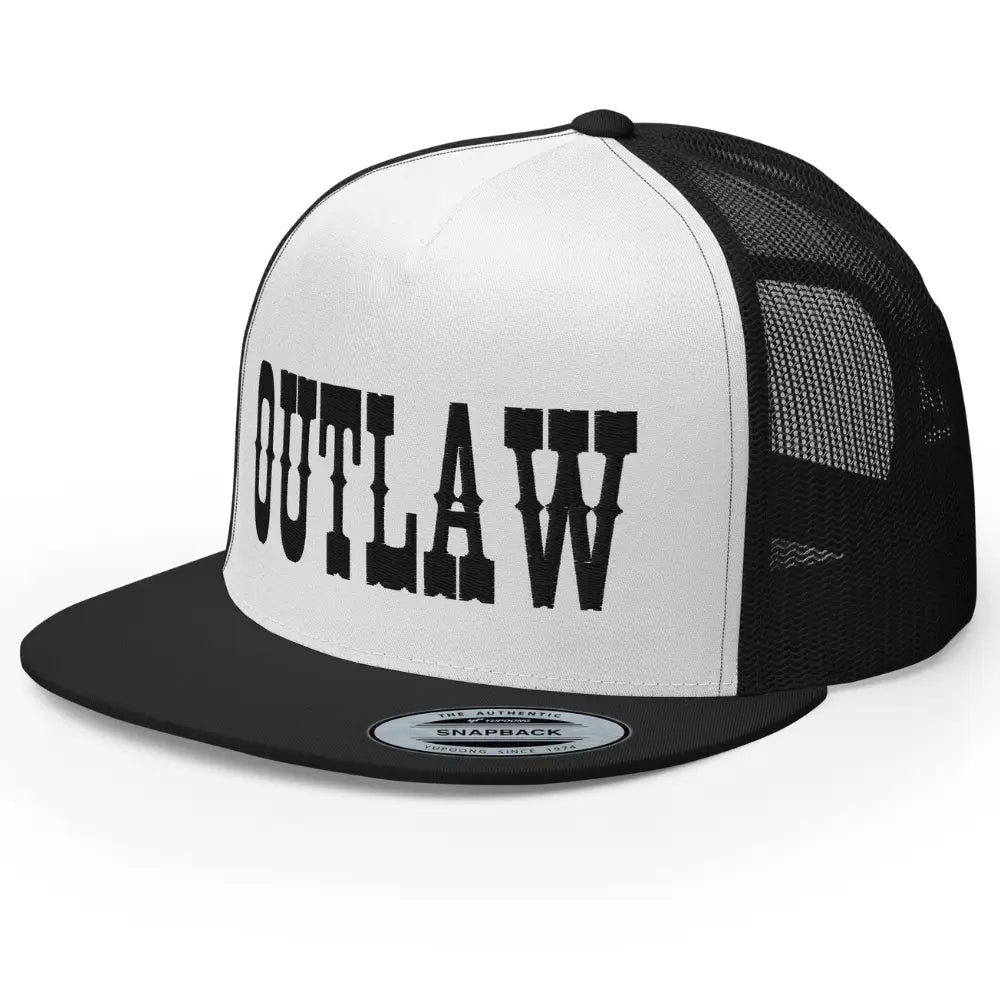 RIVEMUG Western Outlaw Trucker Hat Flat Bill High Crown Adjustable Cowboy Rodeo Cap