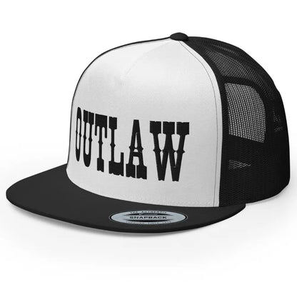 RIVEMUG Western Outlaw Trucker Hat Flat Bill High Crown Adjustable Cowboy Rodeo Cap