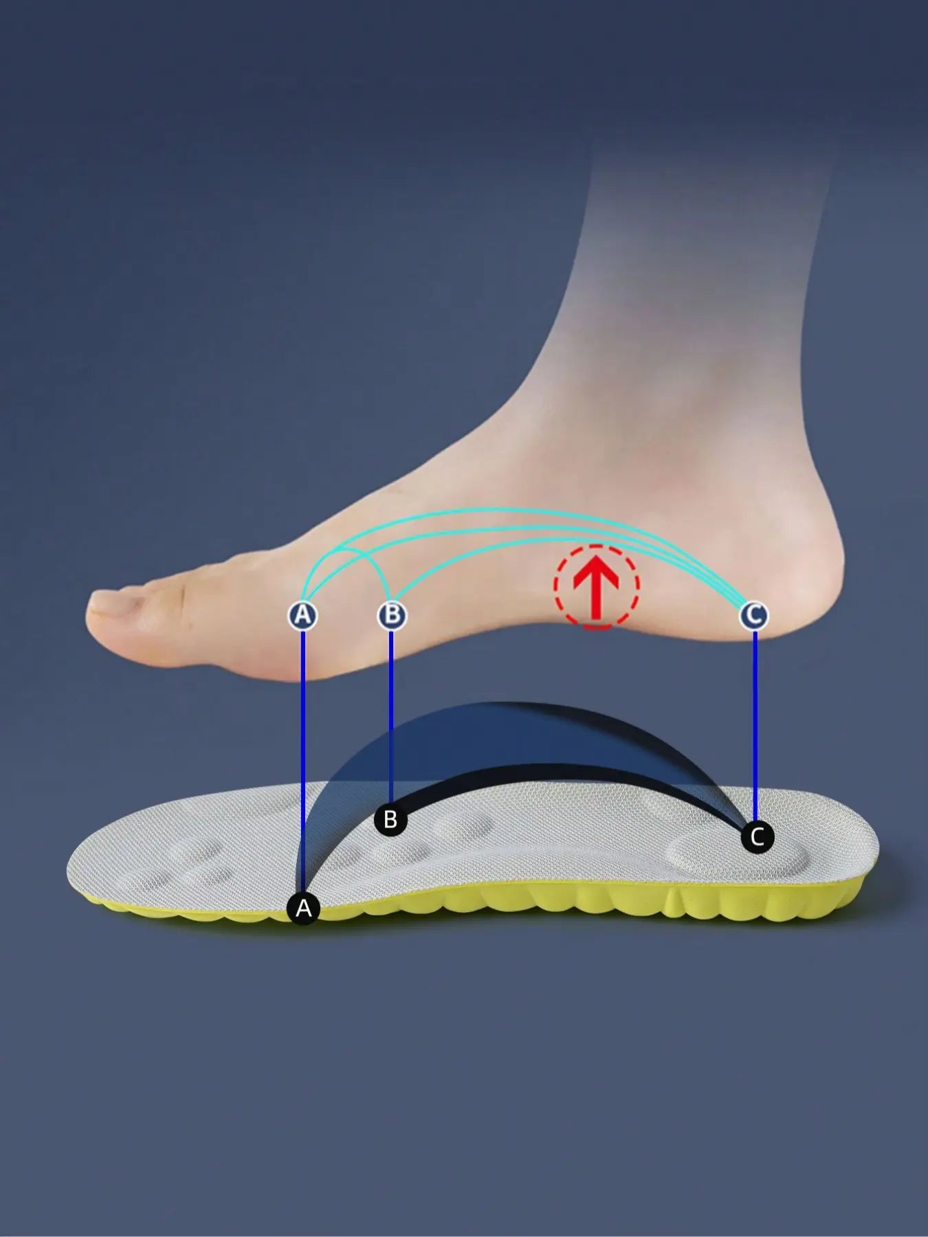Highly Elastic Breathable Shoe Insoles, Rubber Insoles, Shock-Absorbing Sports Insoles, Anti-Slip Comfortable Shoe Insoles for Men & Women
