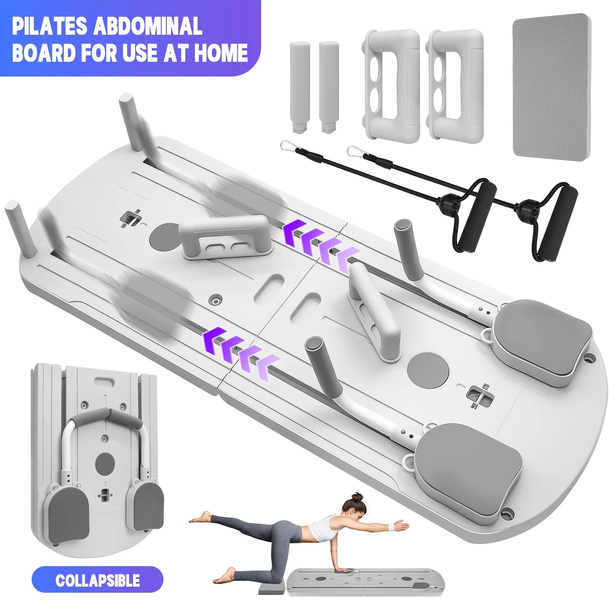 8-In-1 Multi-Functional Foldable Pilates Board, 24 Non-Slip Feet, Small Space Storage for Living Room, Bedroom, Gym, Yoga Room，Yoga Board Summerwins,Summerwins,Father'Sdaygifts,Campingessentials,Campinggear