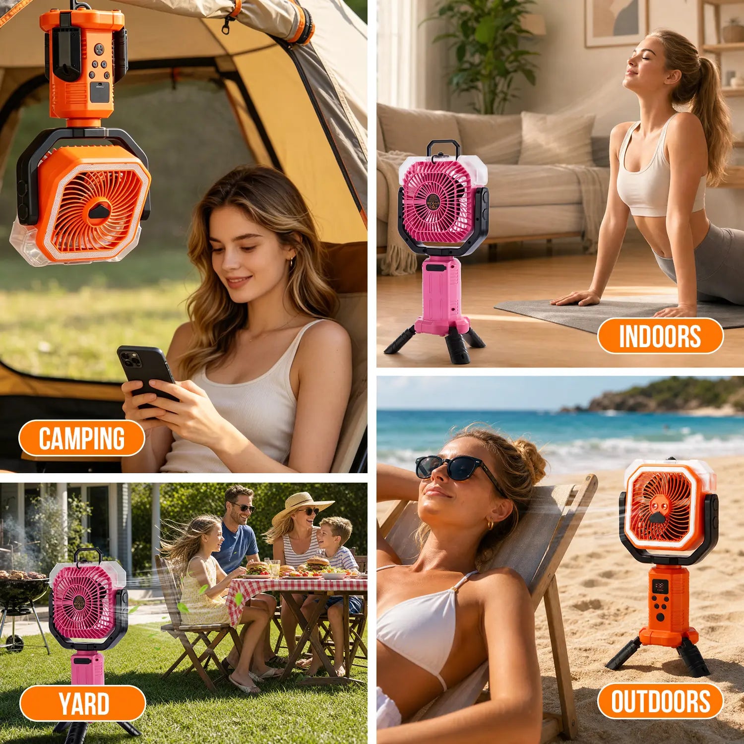 Qawtor 2026 Upgraded Version Portable Camping Fan with Mist, Rechargeable Outdoor Fan, Tripod & Hanging Hook, Telescopic Stand, Digital Display, Multi-Speed Battery Fan，Modern Style，Easy Travel Camping Fan Summerwins
