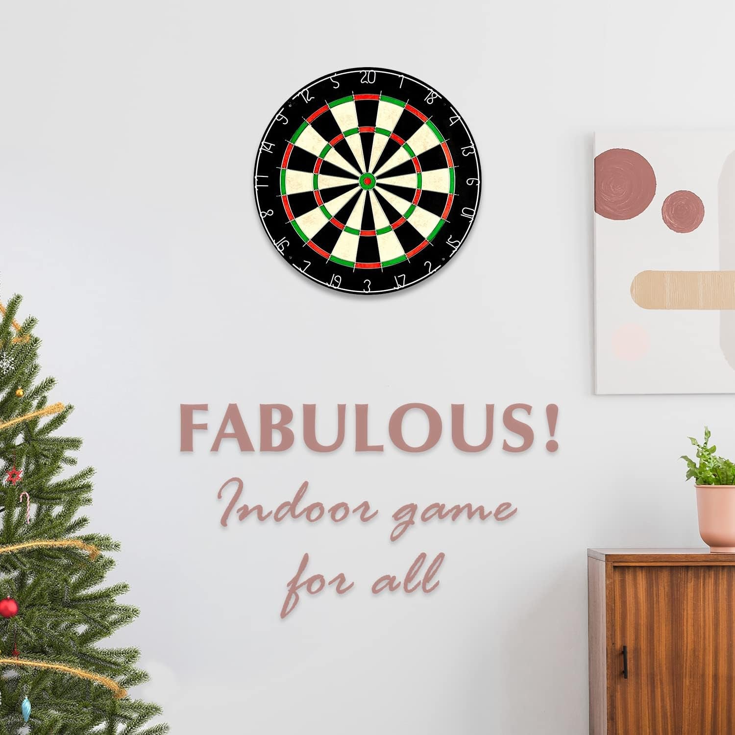 Dartboard with Staple-Free Bullseye, 18G Steel Tip Darts Set,12 Steel Tip Darts 18G, Dartboard Mounting Kits Included