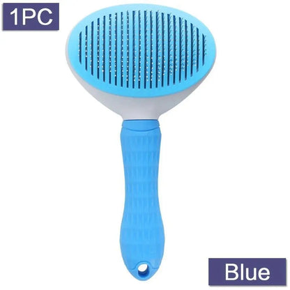 Self-Cleaning Pet Grooming Brush - Stainless Steel Deshedding Tool for Dogs & Cats, Anti-Static Massage Comb with Hair Containment & Tangle-Free Design, Non-Slip Handle for Small Medium Pets, Grooming Tools, Travel Accessories