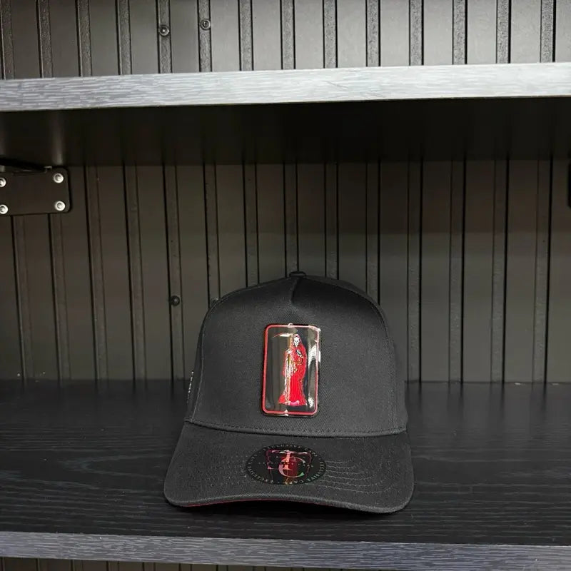 Exclusive Santa Muerte Red Snapback Hat Black/Red Visor