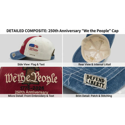 “We the People” 1776 Vintage Patriotic Baseball Cap – Embroidered Liberty Bell & American Flag Hat – Distressed Cotton “Freedom Is Essential” Dad Hat Gift for Men Veterans Adjustable Snapback Hat