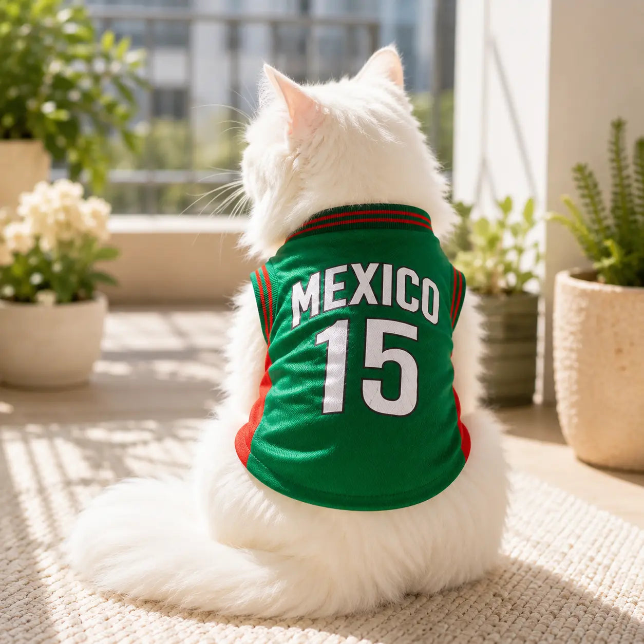 Mexico 15 Pet Jersey Shirt for Dogs and Cats, Breathable Sleeveless Pet Soccer Vest, Lightweight Puppy Sports Outfit for Small Medium Pets, Cute Mesh Dog Cat Clothes for Daily Wear, Photos, Parties and Game Day