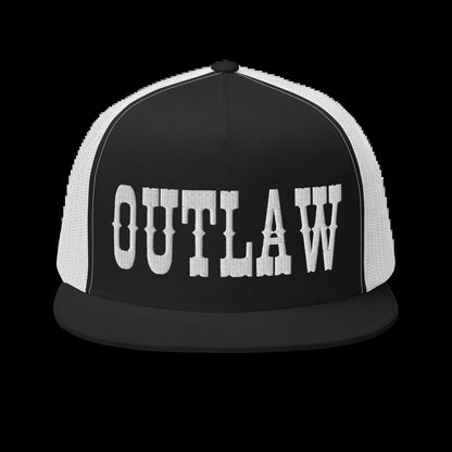 RIVEMUG Western Outlaw Trucker Hat Flat Bill High Crown Adjustable Cowboy Rodeo Cap