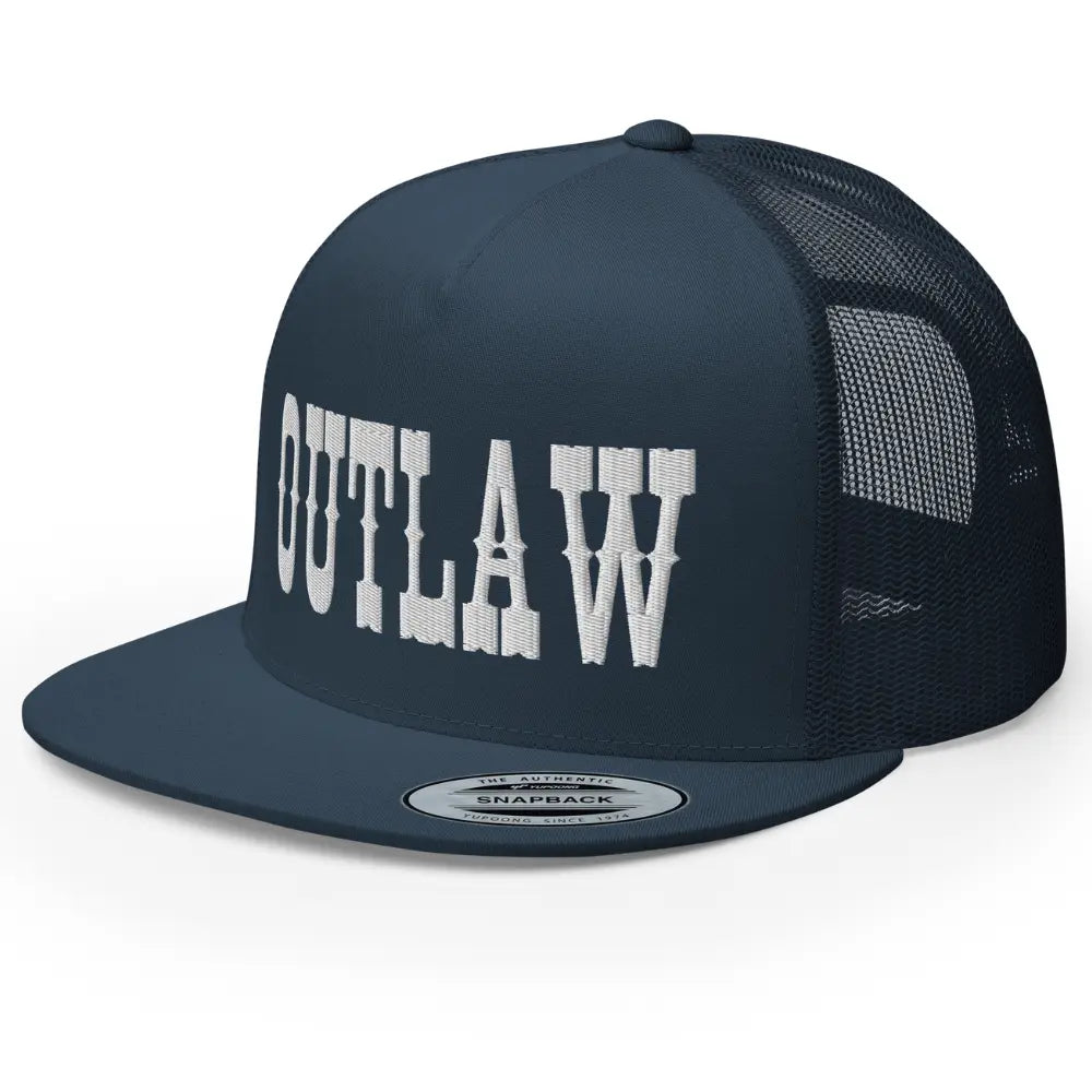 RIVEMUG Western Outlaw Trucker Hat Flat Bill High Crown Adjustable Cowboy Rodeo Cap