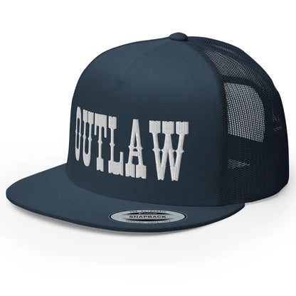 RIVEMUG Western Outlaw Trucker Hat Flat Bill High Crown Adjustable Cowboy Rodeo Cap