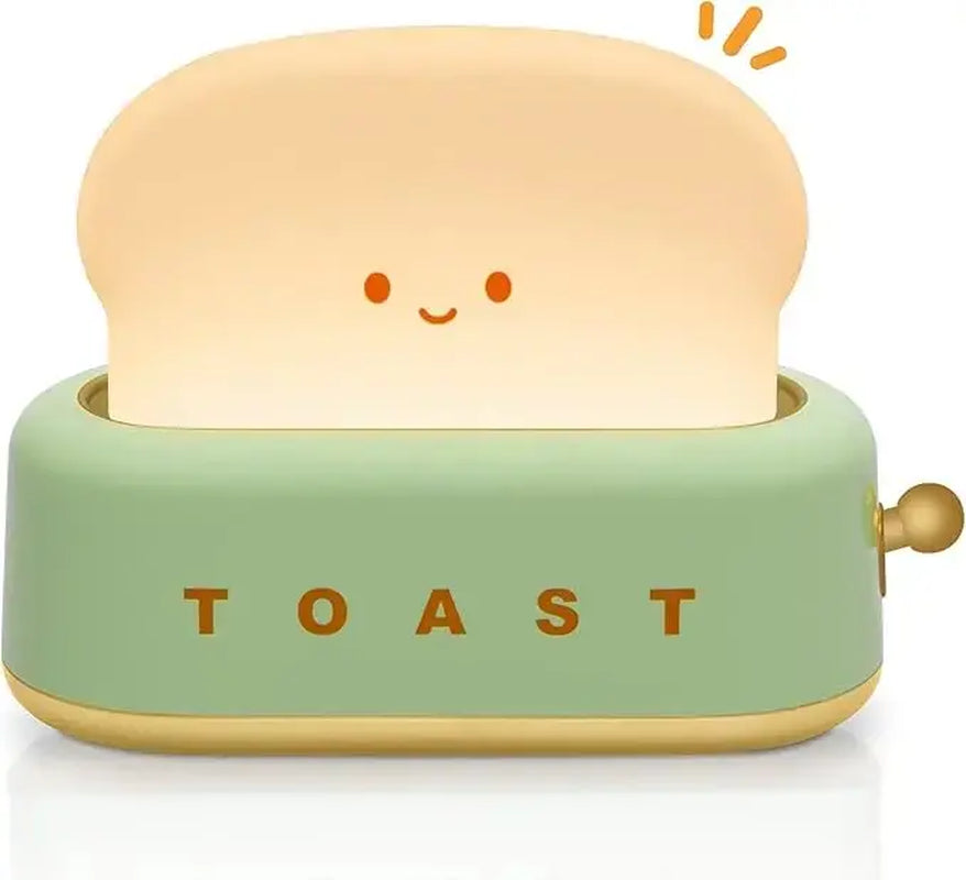 Cute Toast LED Night Light Table Lamp, Rechargeable Bedroom Bedside Lamp with Timer, Soft Warm Glow Decorative Desk Light for Kids Room, Nursery, Birthday Gift for Boys & Girls Summerwins
