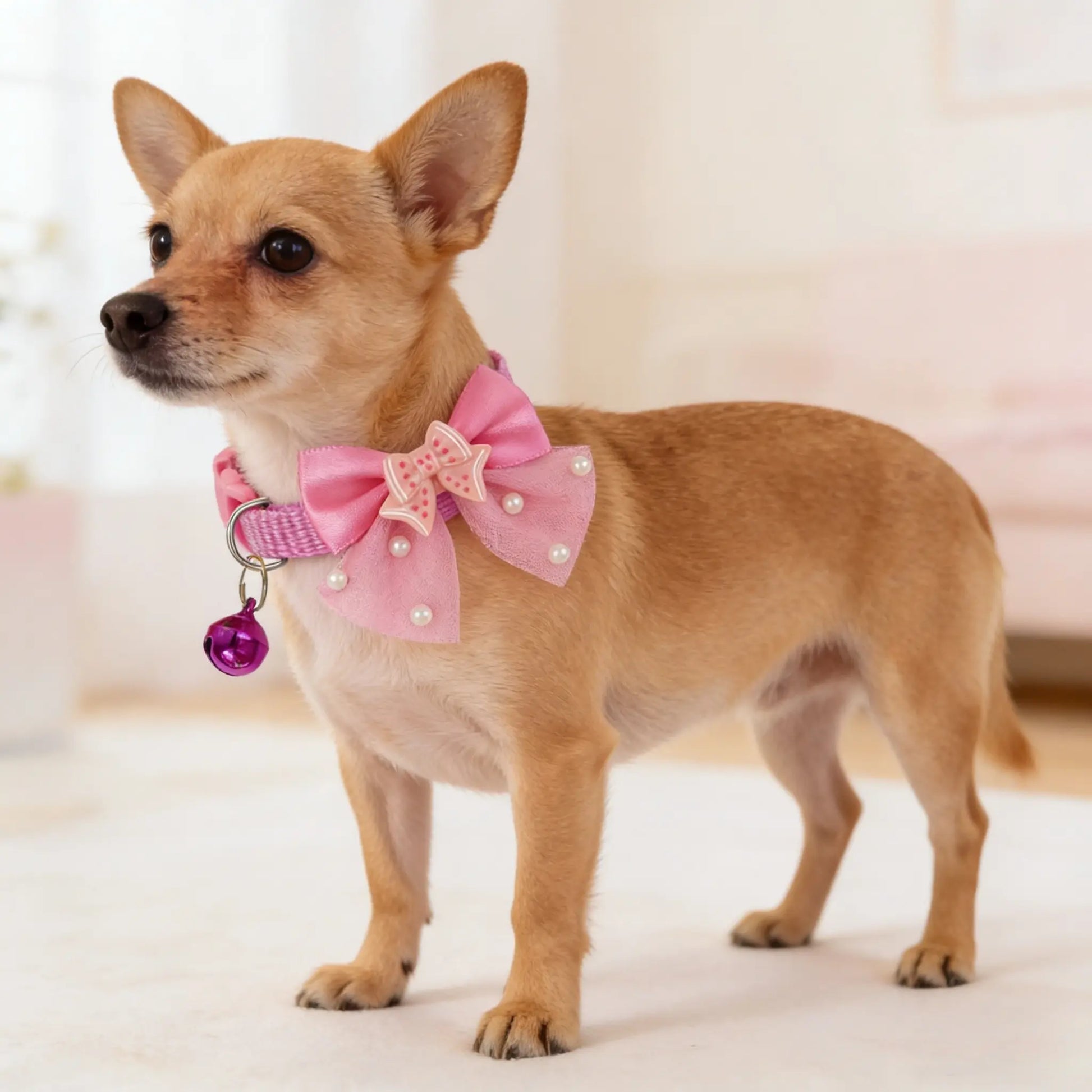 Adjustable Bow Tie Collar for Yorkie, Maltese, Poodle Dogs & Puppy, Butterfly Design, Cute Pet Accessory, Comfortable Neck Strap