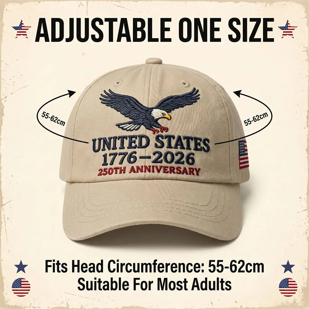 UNITED STATES 1776-2026 250TH ANNIVERSARY EMBROIDERED EAGLE BASEBALL CAP U.S. INDEPENDENCE DAY CELEBRATION DUCKBILL HAT with PATRIOTIC CASUAL HEADWEAR for MEN and WOMEN