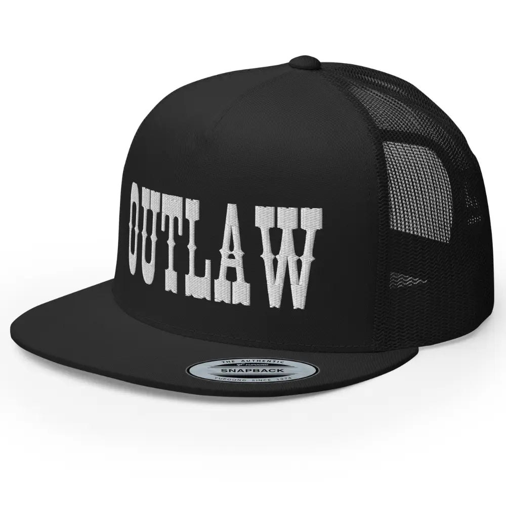 RIVEMUG Western Outlaw Trucker Hat Flat Bill High Crown Adjustable Cowboy Rodeo Cap