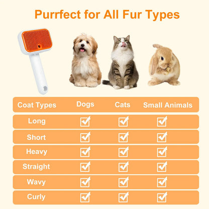 Cat Grooming Brush – Waterproof Steam Deshedding Tool, One-Button Hair Removal Comb for Cats & Dogs, Pet Fur Cleaning & Trimming, Petlovers