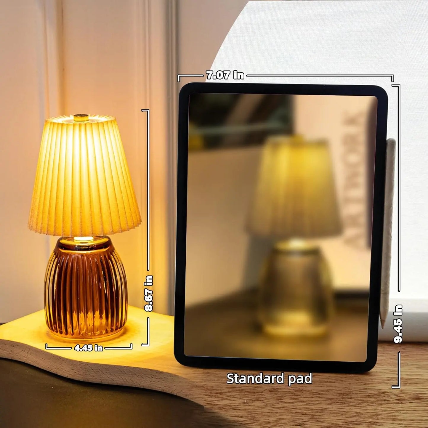 MJ Cordless Lamps with Timer Battery Operated Pleated Lamp Shade for Home Decor Emergency Battery Powered Bedside Lamps for Livingroom Bedroom Home Decor Beige