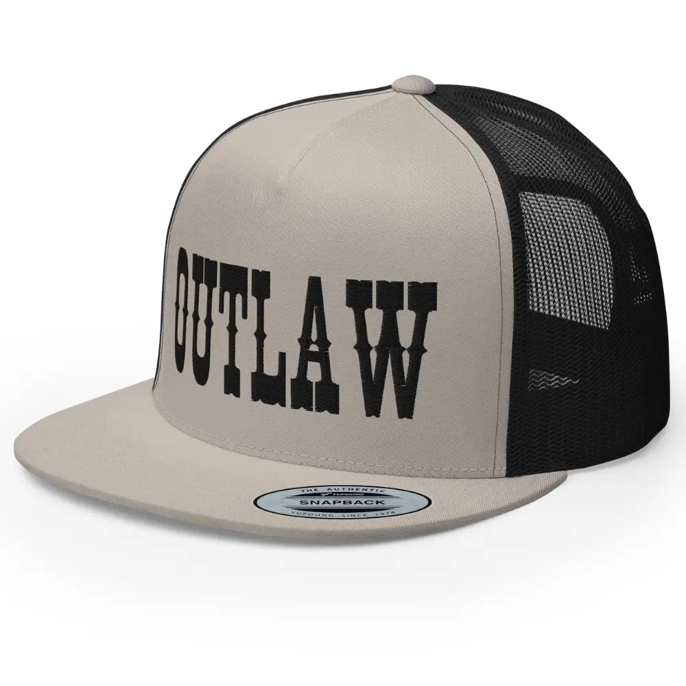 RIVEMUG Western Outlaw Trucker Hat Flat Bill High Crown Adjustable Cowboy Rodeo Cap