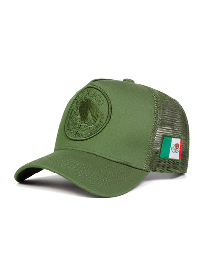 Unisex Mexican Flag Baseball Cap, Geometric Pattern Adjustable Sun Protection Hat for Spring & Fall, Casual Fitted Outdoor Travel Beach Vacation Headwear