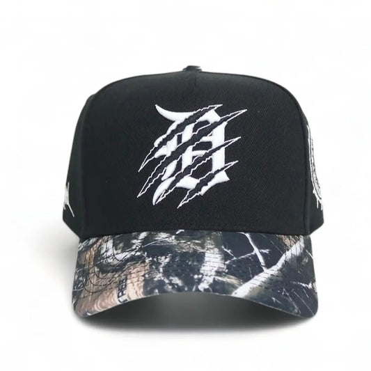 CLAWED D CAMO BRIM CUSTOM HAT W/ SATIN under BRIM SNAPBACK