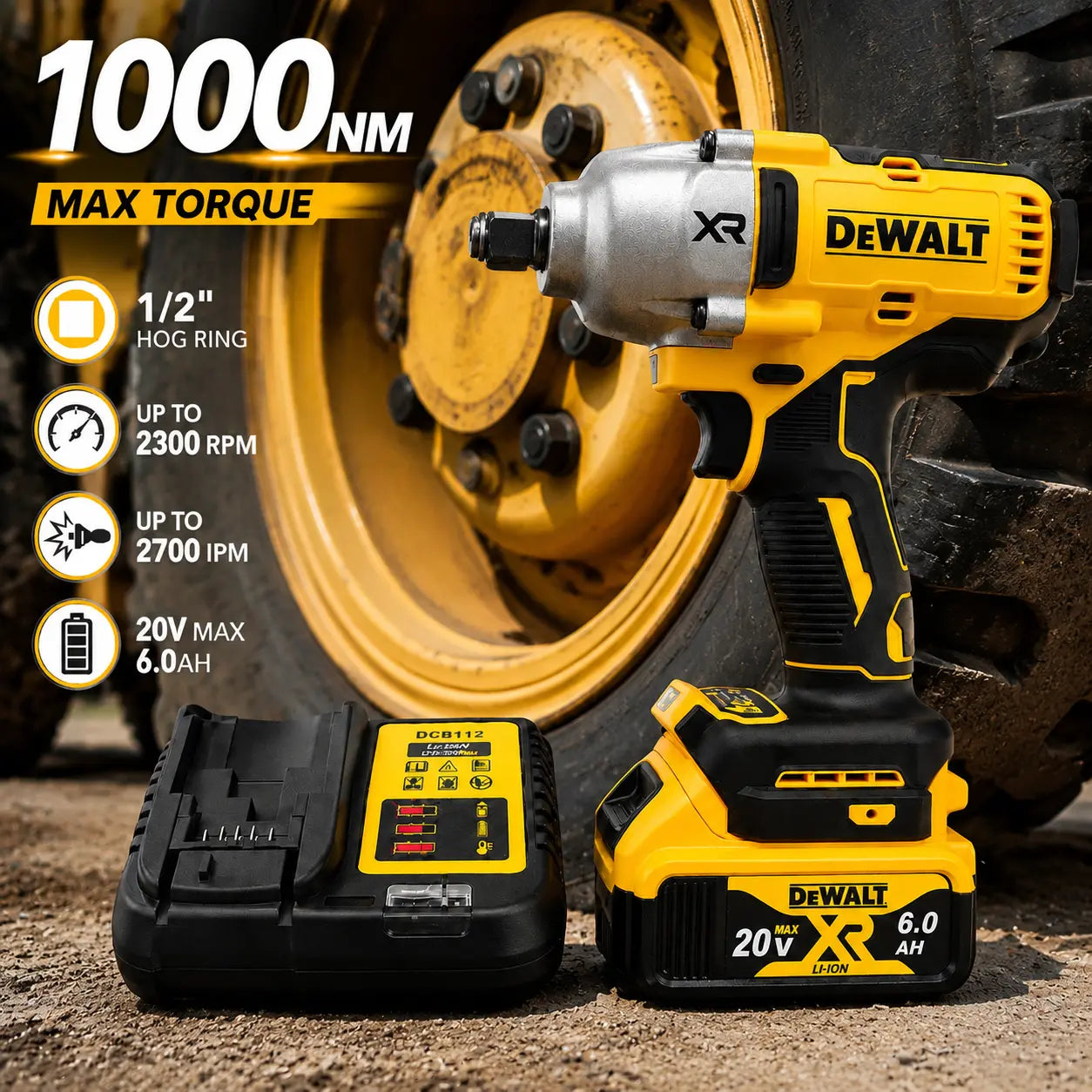 Dewalt DCF900 20V Max XR Brushless Impact Wrench 1/2" Anvil High Torque Professional Grade Cordless Tool with Lithium Battery