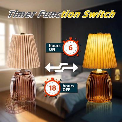 MJ Cordless Lamps with Timer Battery Operated Pleated Lamp Shade for Home Decor Emergency Battery Powered Bedside Lamps for Livingroom Bedroom Home Decor Beige