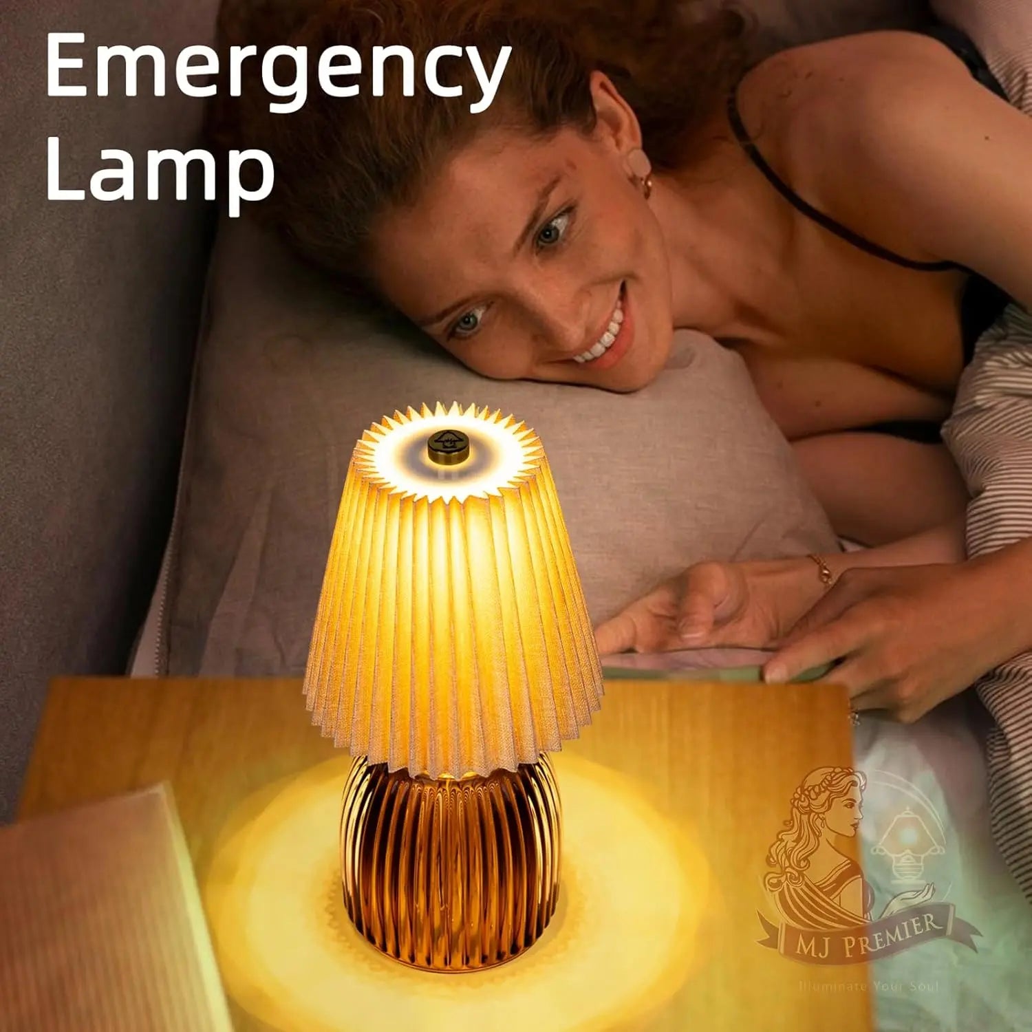 MJ Cordless Lamps with Timer Battery Operated Pleated Lamp Shade for Home Decor Emergency Battery Powered Bedside Lamps for Livingroom Bedroom Home Decor Beige