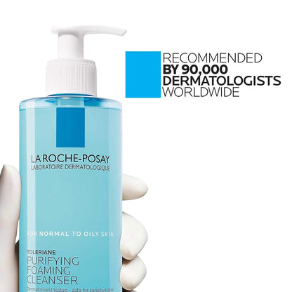 Toleriane Purifying Foaming Facial Cleanser, Oil Free Face Wash for Women & Men with Niacinamide + Ceramides, Pore Cleanser Safe for Sensitive Skin, Won’T Dry Out Skin, Soap Free