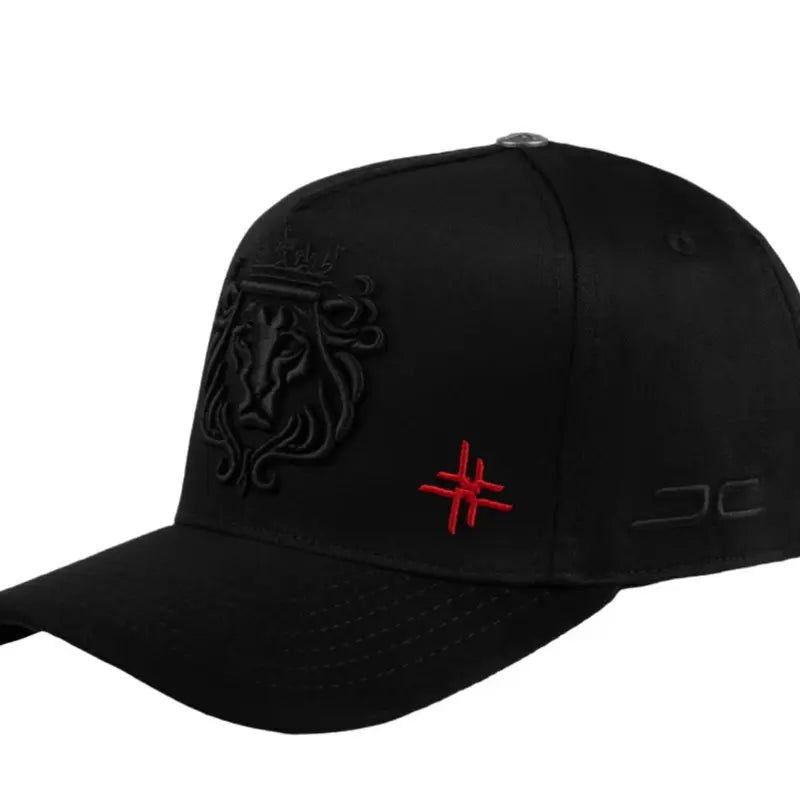 Jc Hats El Rey XY Black Snapback Cap with Lion Crest and Red Logo