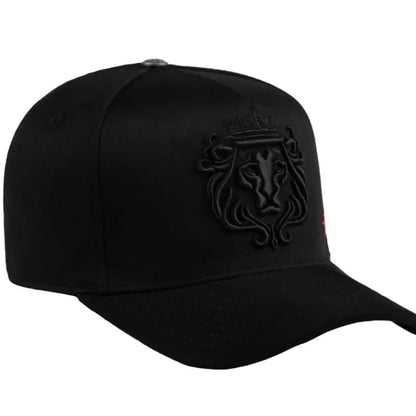 Jc Hats El Rey XY Black Snapback Cap with Lion Crest and Red Logo