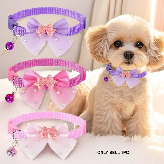 Adjustable Bow Tie Collar for Yorkie, Maltese, Poodle Dogs & Puppy, Butterfly Design, Cute Pet Accessory, Comfortable Neck Strap