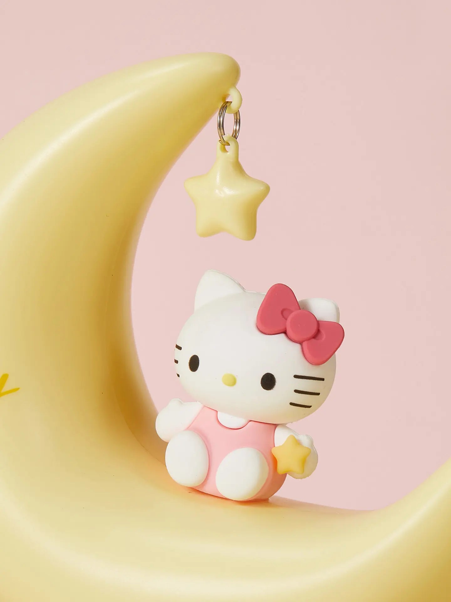 MINISO Hello Kitty Sweet Style LED Night Light, Moon Shape Cute Bedside Lamp, Soft Warm Light Decorative Ornament, Portable USB Rechargeable Night Lamp, Ideal Birthday Holiday Gift for Girls Bedroom Home Decoration#Summervibes