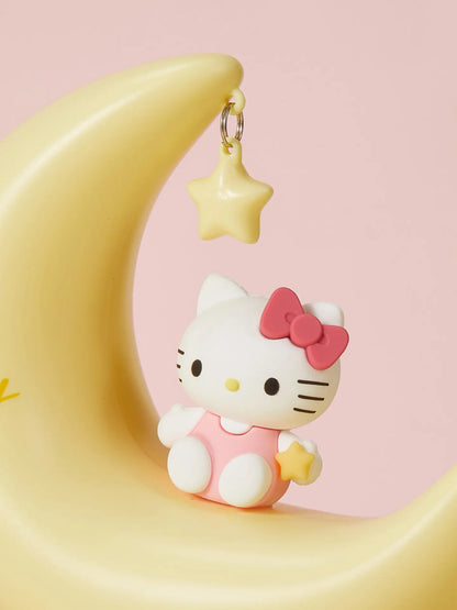 MINISO Hello Kitty Sweet Style LED Night Light, Moon Shape Cute Bedside Lamp, Soft Warm Light Decorative Ornament, Portable USB Rechargeable Night Lamp, Ideal Birthday Holiday Gift for Girls Bedroom Home Decoration#Summervibes