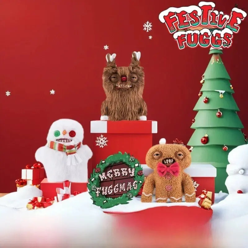 Fuggler 2025 Festive Christmas Reindeer Monster 9" Plush Toy Ugly Monster Design Perfect for Collectors & Holiday Decorations