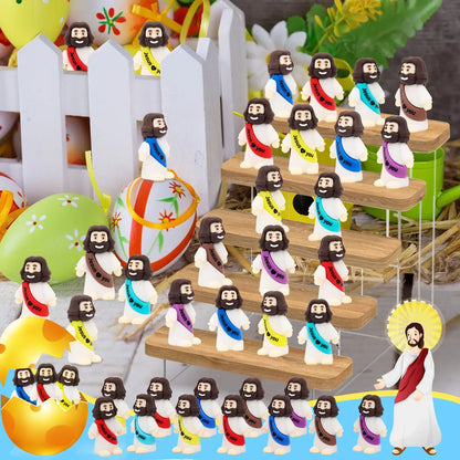 30/60 Pcs Little Jesus Figures - High-Quality Mini Jesus Figurines in Bulk, Jesus Loves You Figures, Colorful Easter Jesus Love You Mini Rubber Toys for Sunday School Baptism Gifts