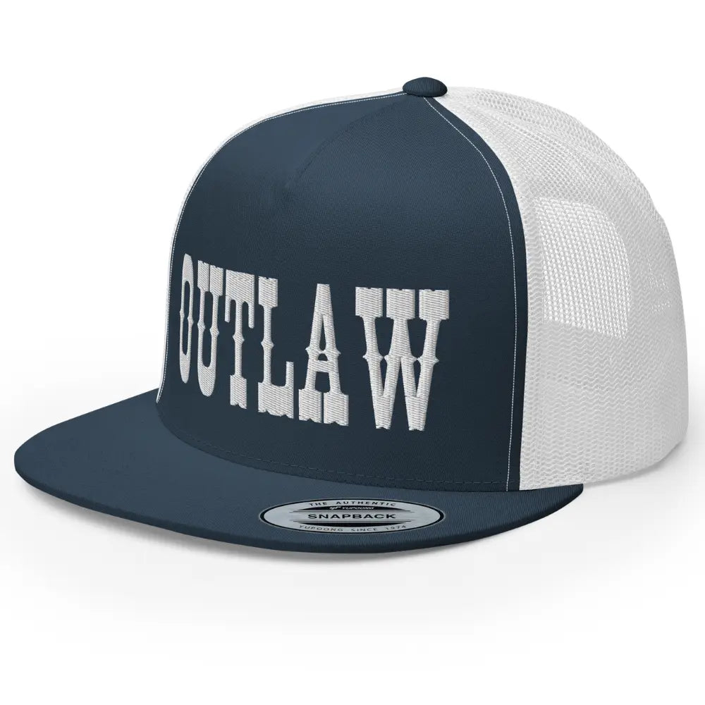 RIVEMUG Western Outlaw Trucker Hat Flat Bill High Crown Adjustable Cowboy Rodeo Cap