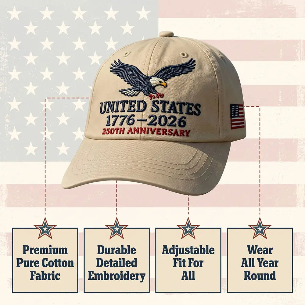 UNITED STATES 1776-2026 250TH ANNIVERSARY EMBROIDERED EAGLE BASEBALL CAP U.S. INDEPENDENCE DAY CELEBRATION DUCKBILL HAT with PATRIOTIC CASUAL HEADWEAR for MEN and WOMEN