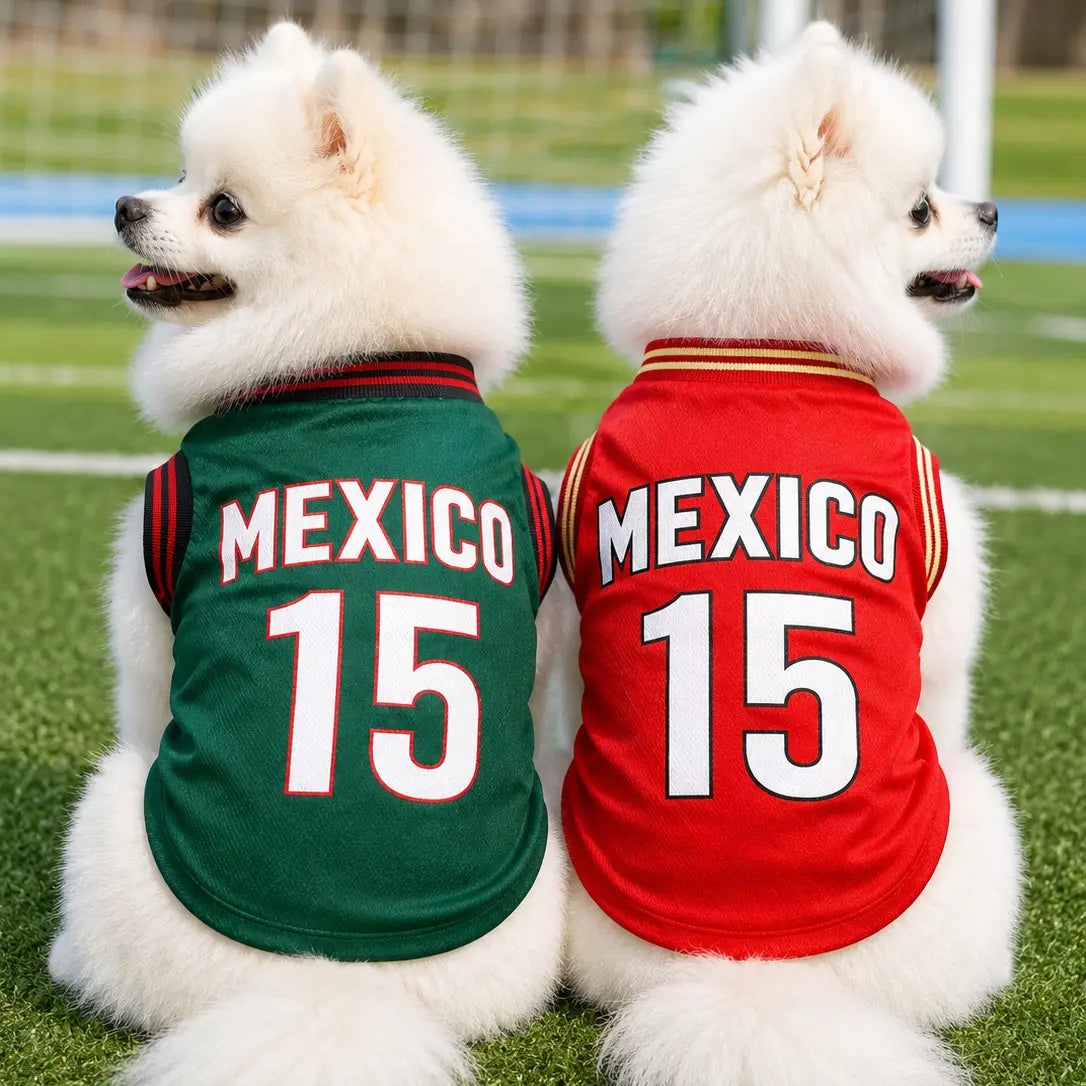 Mexico 15 Pet Jersey Shirt for Dogs and Cats, Breathable Sleeveless Pet Soccer Vest, Lightweight Puppy Sports Outfit for Small Medium Pets, Cute Mesh Dog Cat Clothes for Daily Wear, Photos, Parties and Game Day
