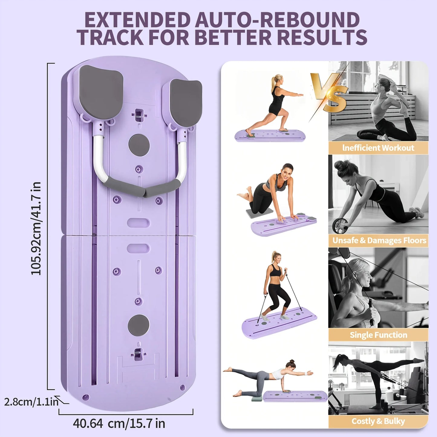 8-In-1 Multi-Functional Foldable Pilates Board, 24 Non-Slip Feet, Small Space Storage for Living Room, Bedroom, Gym, Yoga Room，Yoga Board Summerwins,Summerwins,Father'Sdaygifts,Campingessentials,Campinggear