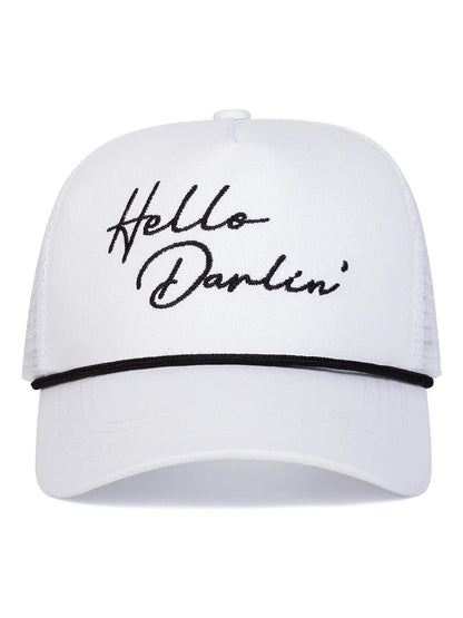 Unisex Hello Darlin Baseball Cap Adjustable Sun Hat, Casual Fitted Cartoon Pattern, Ideal for Travel Beach Vacation All Seasons, Embroidery Adjustable Hat, Embroidered Cap