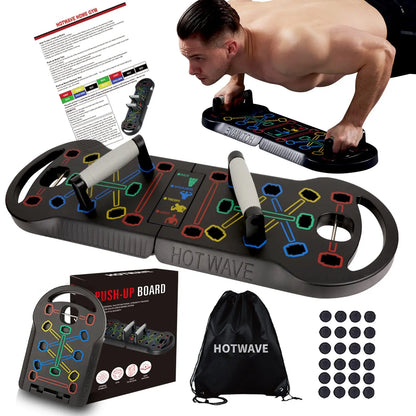 HOTWAVE Push up Board Fitness,Professional Strength Training Equipment for Chest, Shoulders, Back & Triceps, Portable Workout Station with Non-Slip Handles Home Exercise Machine Arm Exerciser Push up Stand Push up Bars Summerwins Fathersdaygift