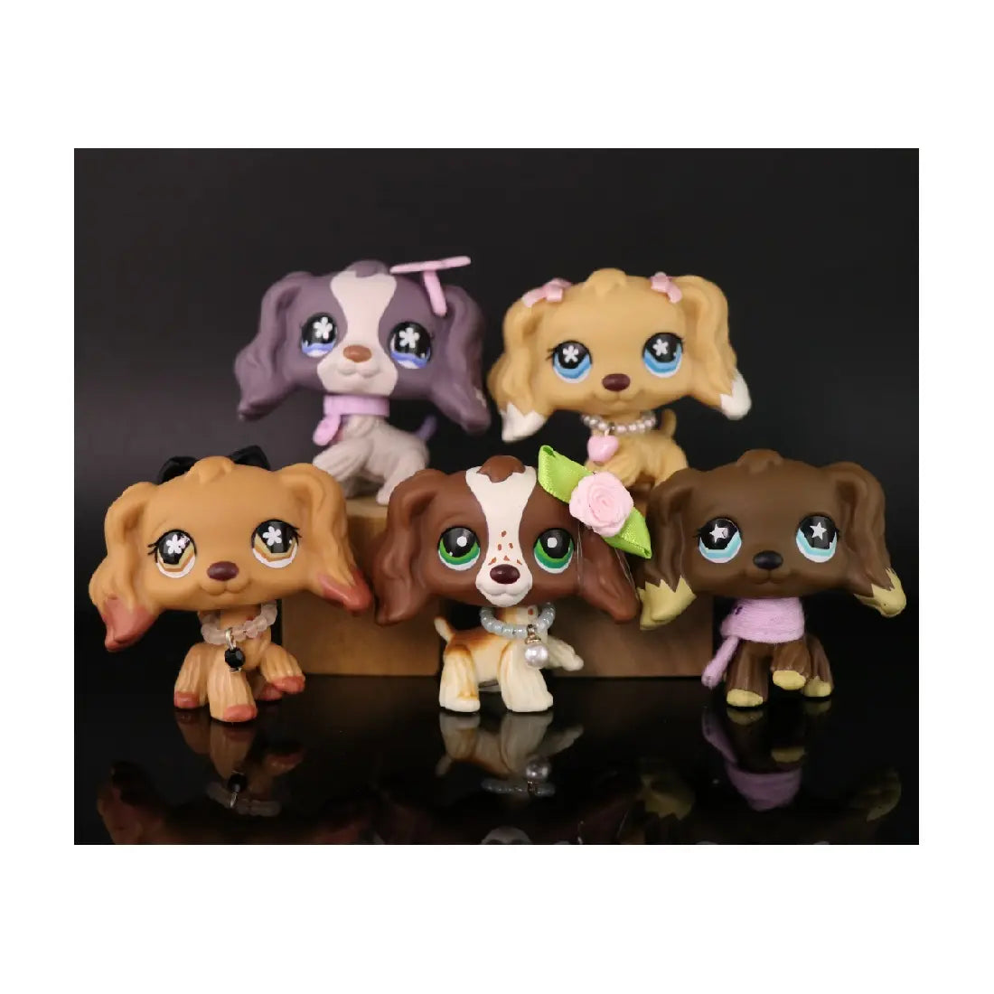 Mini Shop Pet Dashchund Shorthair Cat Cocker Spaniel Bat Lamb Great Dane Puppy Husky Kitten Figure Toys- Rare and Compatible with Lps Collection for Kids(#2036 #1013 #1074)