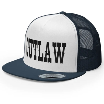 RIVEMUG Western Outlaw Trucker Hat Flat Bill High Crown Adjustable Cowboy Rodeo Cap